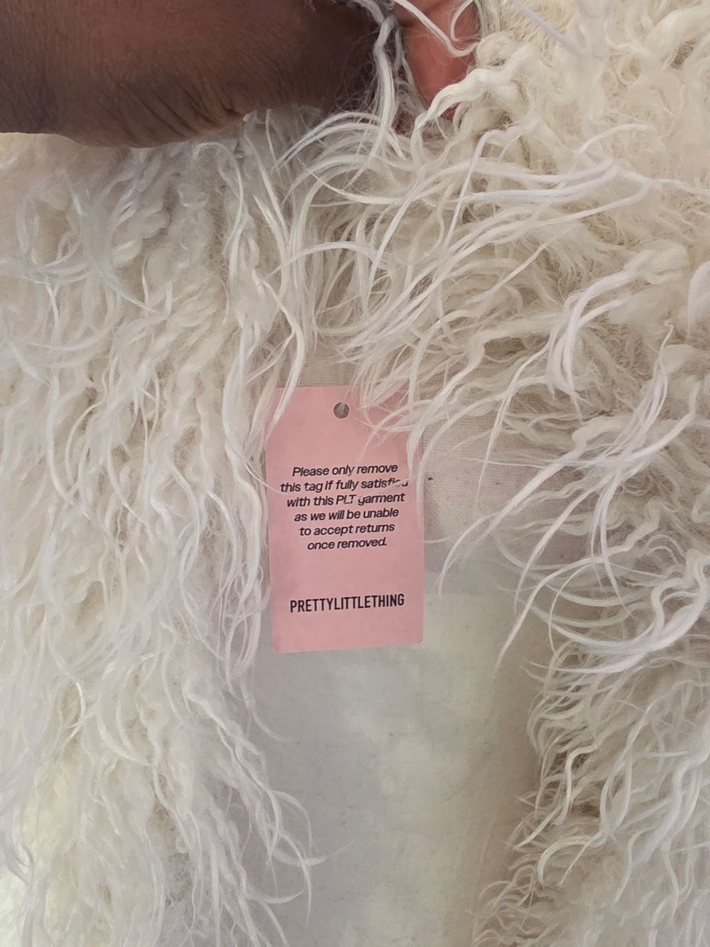 Long White Faux Fur Feathered Duster Coat - Picture 6 of 7